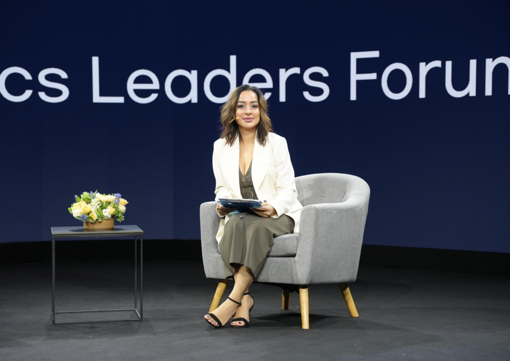 Nita McEvoy international aesthetics educator and regenerative aesthetics expert speaking at the IMCAS Global Aesthetics Leaders Forum